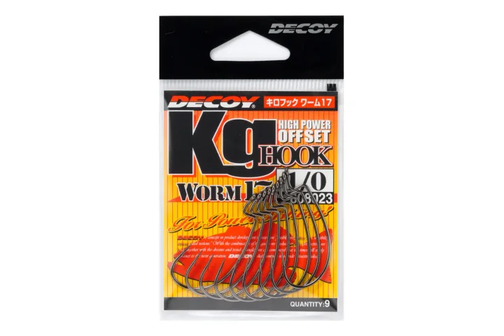 Sachet d'hameçons offset Decoy Kg Hook Worm 17 (taille 1/0 sur ce visuel), visuel officiel Katsuichi